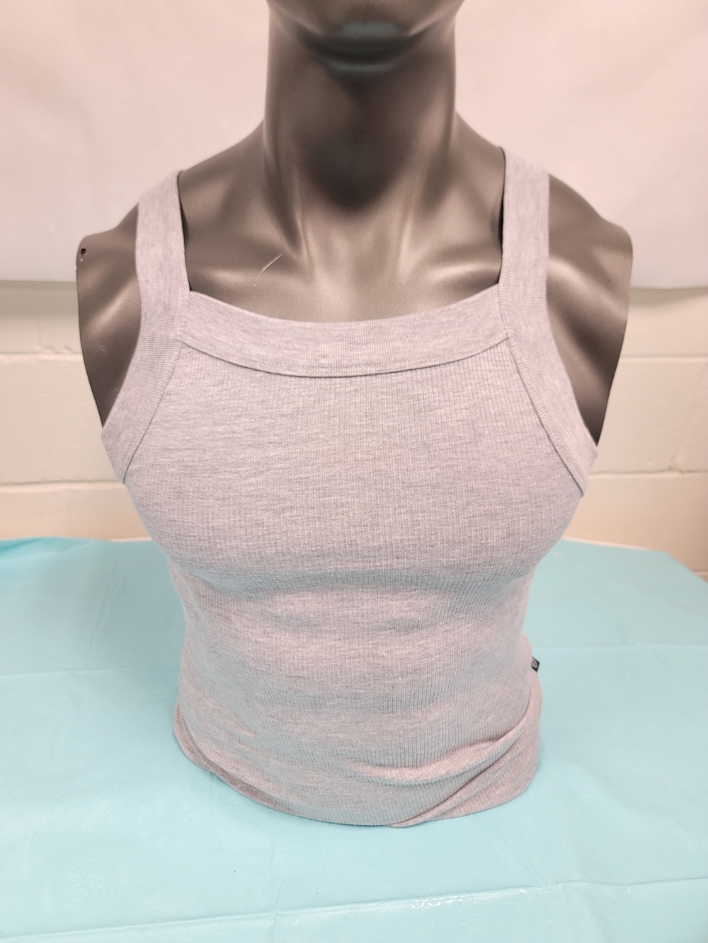 Men's Red Ribbed Square-Neck Tank Top - Picture 9 of 15